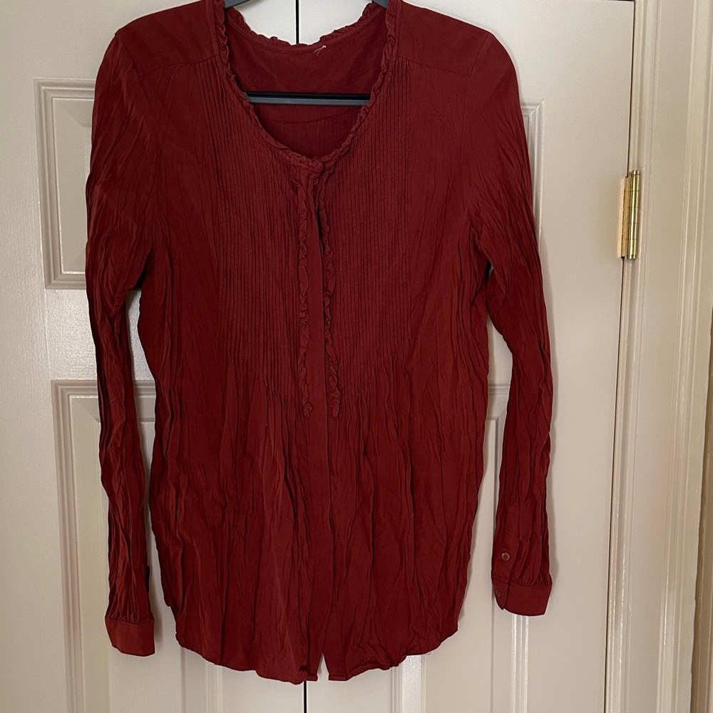 Sundance rust colored long sleeve blouse - size L